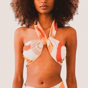 Revel Rey Simone Wrap Halter Bikini Top Coastal Cowgirl Resort Core M NEW